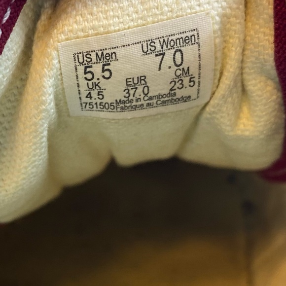 Vans burgundy old Skool womens size 7 - Picture 3 of 6